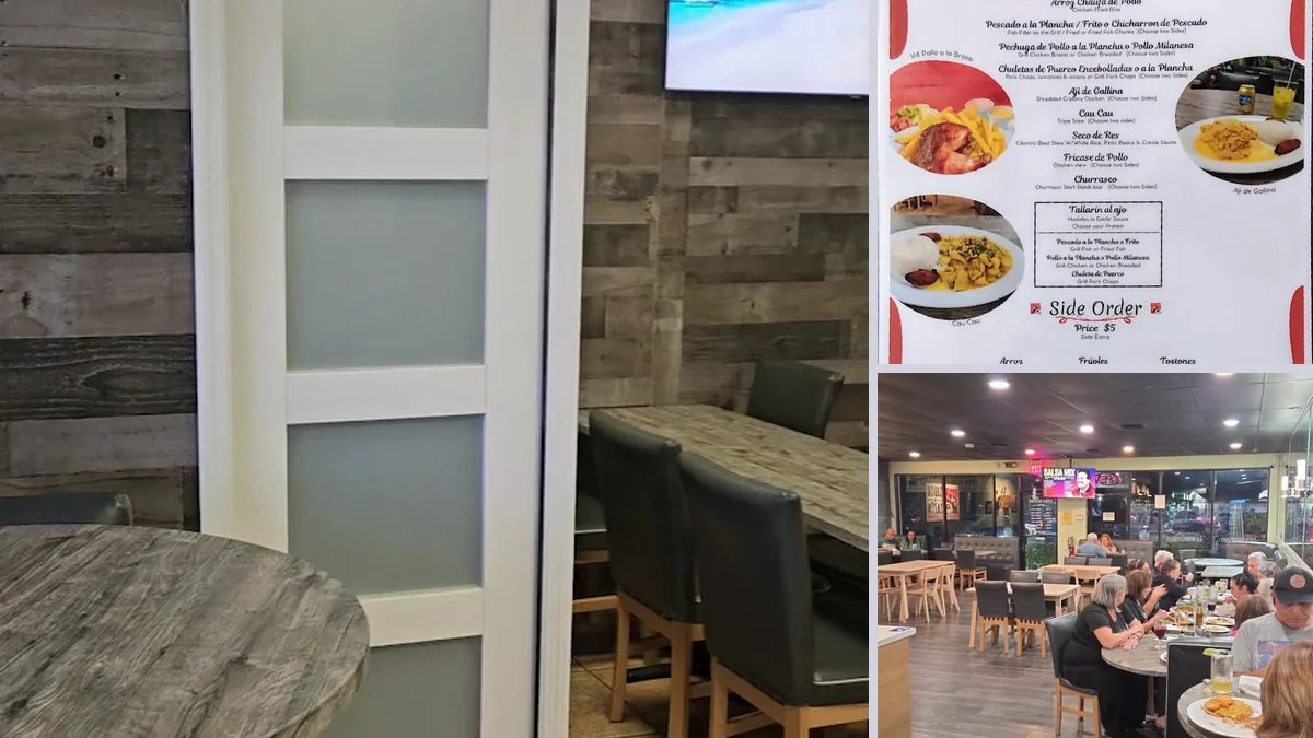 Humble Peruvian restaurant interior with counter service.