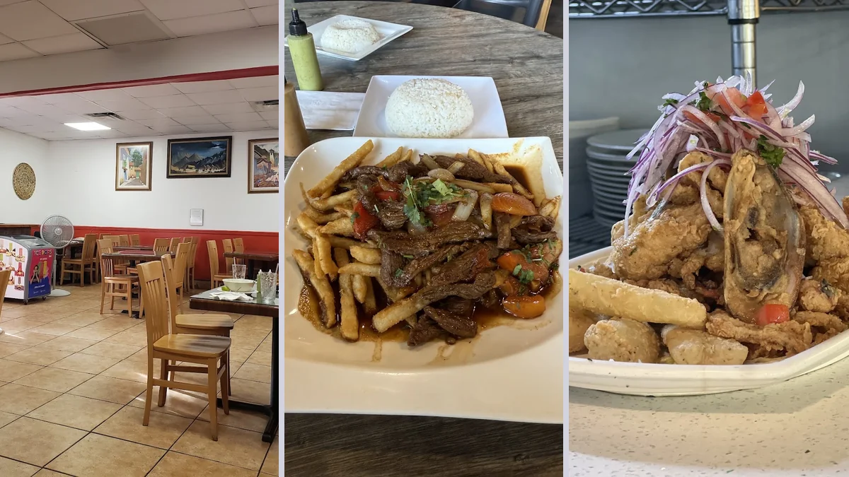 Humble Peruvian restaurant interior with counter service.