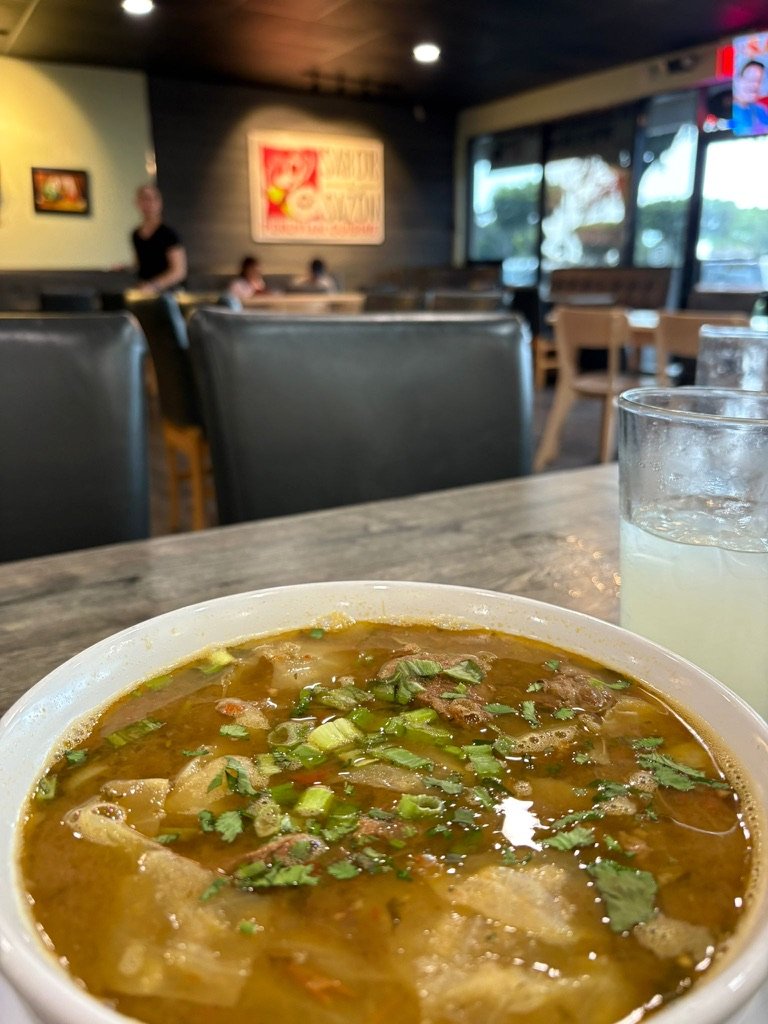 Humble Peruvian restaurant interior with counter service.